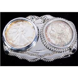 Morgan 1889 & Liberty 1989 100 Years Belt Buckle