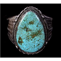 Navajo Turquoise Nugget Sterling Cuff Bracelet