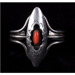 Navajo Sterling Silver & Coral Bracelet