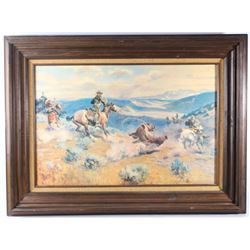 Roping a Grizzly Print by Charles Russell