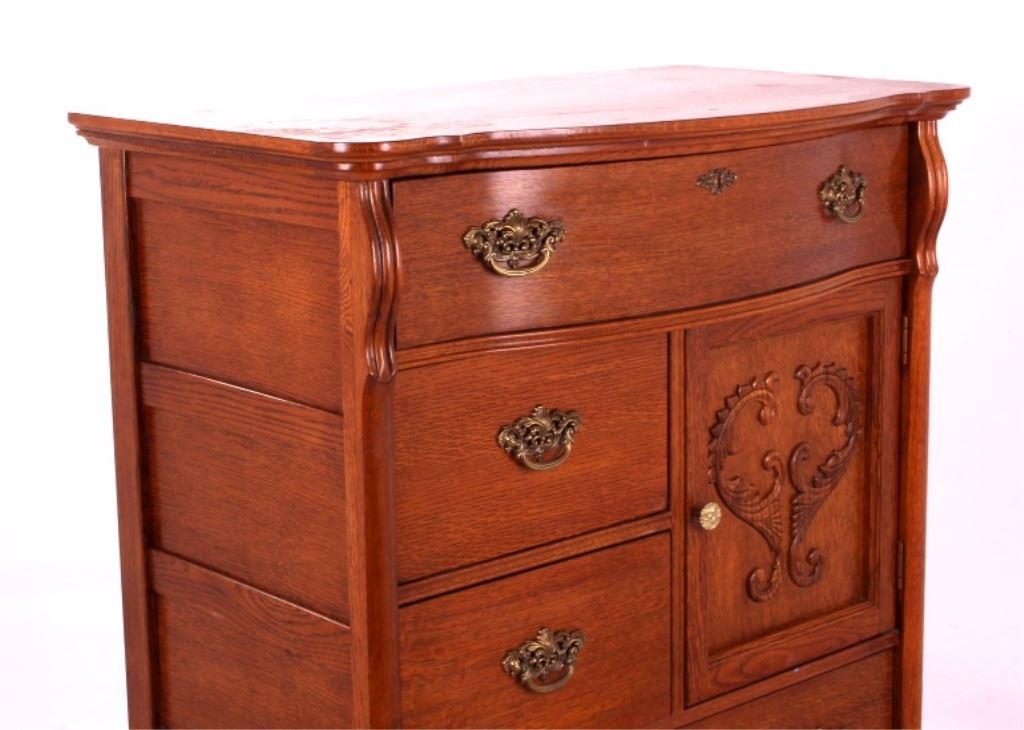 Antique Oak Highboy Gentleman's Dresser