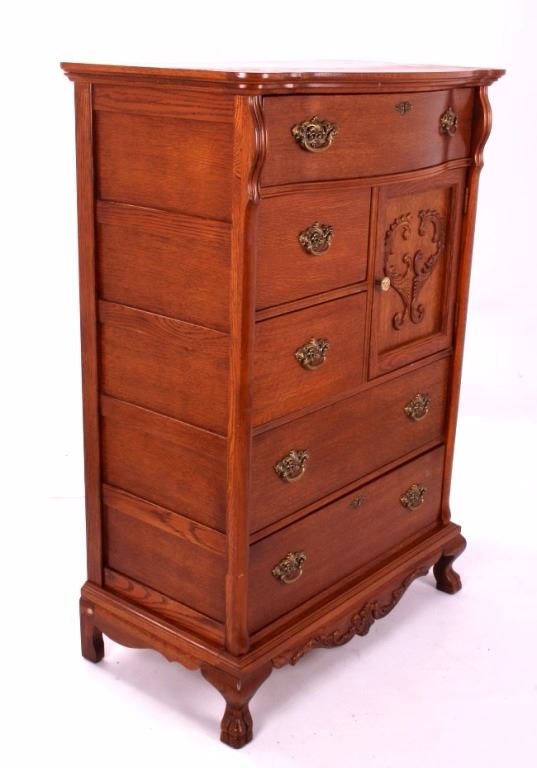 Antique Oak Highboy Gentleman's Dresser