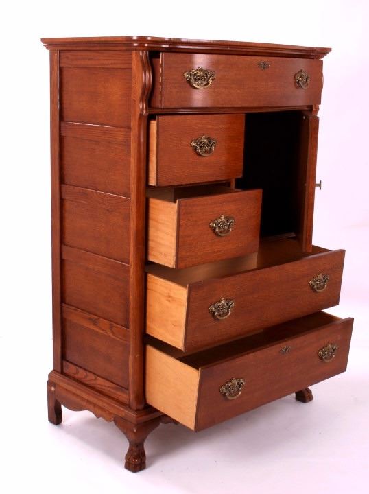 Antique Oak Highboy Gentleman's Dresser