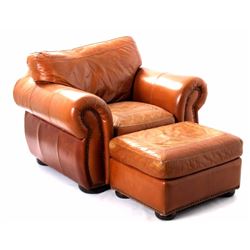 Leather Oversized Arm Chair & Ottoman