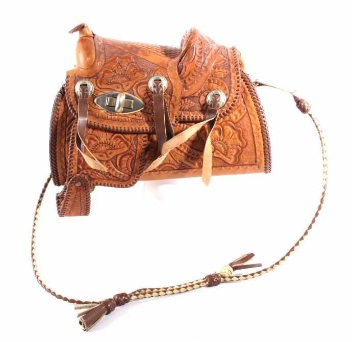 Custom Tooled Western Leather Saddle Purse