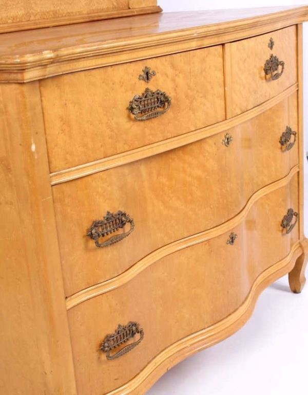 Antique Birds Eye Maple Dresser With Mirror