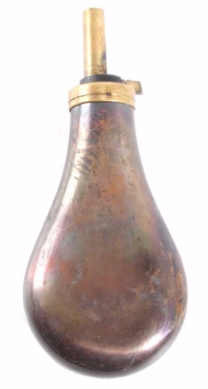 US Copper Powder Flask with Cannon Flags