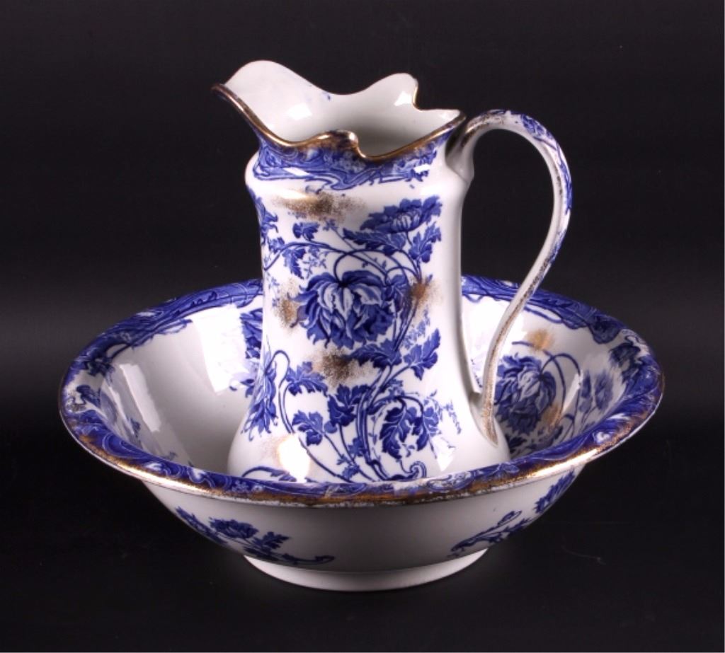 Antique Colonial Pottery Pitcher and Basin