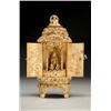 Image 1 : AN IVORY ZUSHI, the cylindrical body with double doors worked with Rakan (arhats) and Apsaras, re...