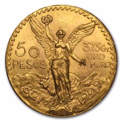 1929 Mexico Gold 50 Pesos BU