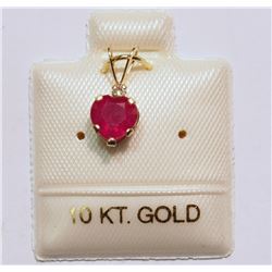 10K GOLD RUBY (1.15ct) & AQUAMARINE PENDANT W/ COA