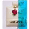 Image 2 : 10K GOLD RUBY (1.15ct) & AQUAMARINE PENDANT W/ COA