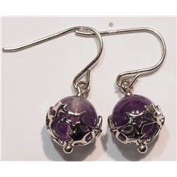 STERLING SILVER RHODIUM PLATED DIAMOND AMETHYST