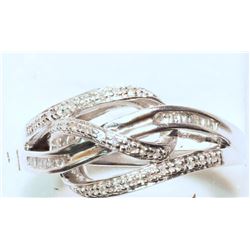 STERLING SILVER DIAMOND RING (3.5g) W/ COA
