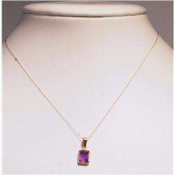 14K GOLD AMETHYST PENDANT NECKLACE W/ COA