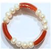 Image 2 : NATURAL FRESHWATER PEARL CARNELIAN BRACELET