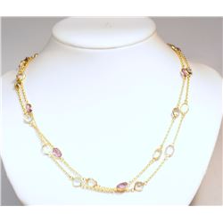 .925 SILVER & GOLD PLATED GEMSTONE NECKLACE W/ COA