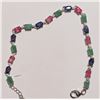 Image 2 : STERLING SILVER EMERALD, SAPPHIRE, RUBY BRACELET