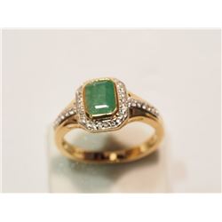 .925 SILVER & GOLD PLATED EMERALD RING W/ COA