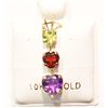 Image 1 : 10KT GOLD PERIDOT, GARNET, AMETHYST PENDANT W/ COA