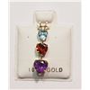 Image 1 : 10KT GOLD BLUE TOPAZ, GARNET, AMETHYST
