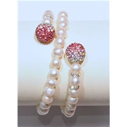 STERLING SILVER FRESHWATER PEARL BRACELET W/
