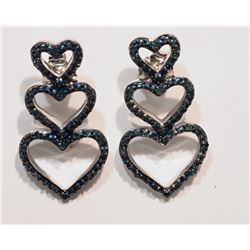 .925 SILVER DIAMOND EARRINGS W/ COA