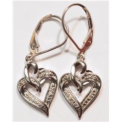 .925 SILVER DIAMOND EARRINGS W/ COA