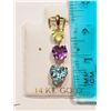 Image 2 : 14KT GOLD PERIDOT, AMETHYST & BLUE TOPAZ PENDANT