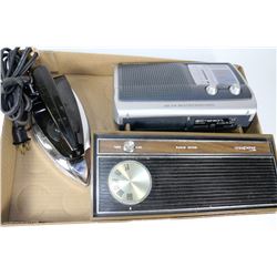FLAT OF VINTAGE RADIO AND IRON