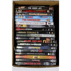 BOX OF ASSORTED NEW & USED DVD'S X4