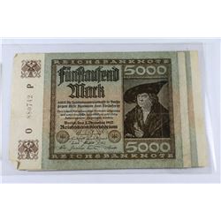 THREE 1922 GERMAN 5,000 MARK BANKNOTES