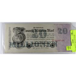 1923 TWENTY MILLION MARK BANKNOTE