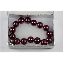 SEASHELL PEARL BRACELET - DARK RED