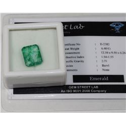 6.40CT EMERALD WITH COA