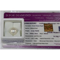6.795CT WHITE ROSE FRESH WATER PEARL WITH COA