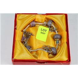 PANDORA STYLE BRACELET IN MAUVE TONES