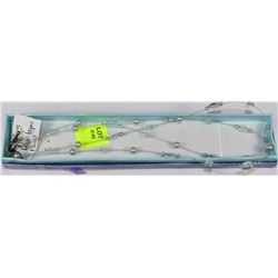 PEARL & BLUE TOPAZ DOUBLE STRAND  NECKLACE