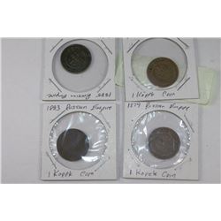 LOT OF 4 IMPERIAL RUSSINA 1 KOPEK COINS