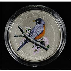 2013 25-CENT COLOURED COIN AMERICAN ROBIN