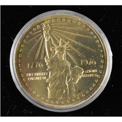 THE NATIONAL BICENTENNIAL MEDAL GOLD PLATED