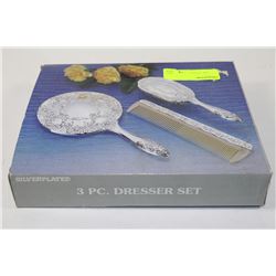 3 PCE VANITY SILVERPLATED DRESSER SET