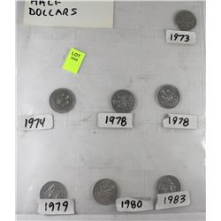SET OF 7 CANADIAN HALF DOLLAR RANGING FROM 1973-83