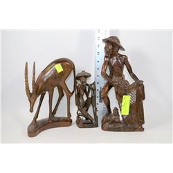 3 WOODEN FIGURINES