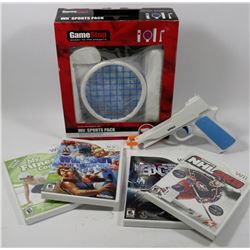 LOT OF 4 NINTENDO WII GAMES AND ACCESSORIES