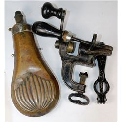 ANTIQUE 12 GUAGE PRIMER PRESS, 12 GUAGE SHELL