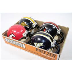 FOUR RIDDELL MINI FOOTBALL HELMETS