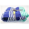 Image 1 : NEW LARGE BEACH TOWEL GREEN AND BLUE STRIPED