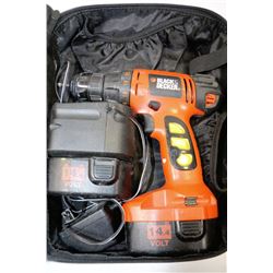 BLACK AND DECKER DRILL W/ 2- 14..4V BATTERIES AND