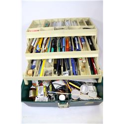 LARGE TACKLE BOX OF ART & DRAFTING SUPPLIES